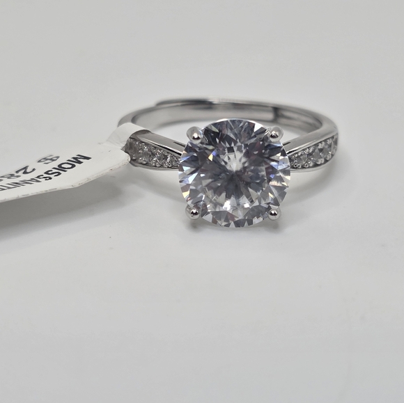 3ct MOISSANITE ADJUSTABLE RING Silver Diamond Ring - Picture 1 of 7